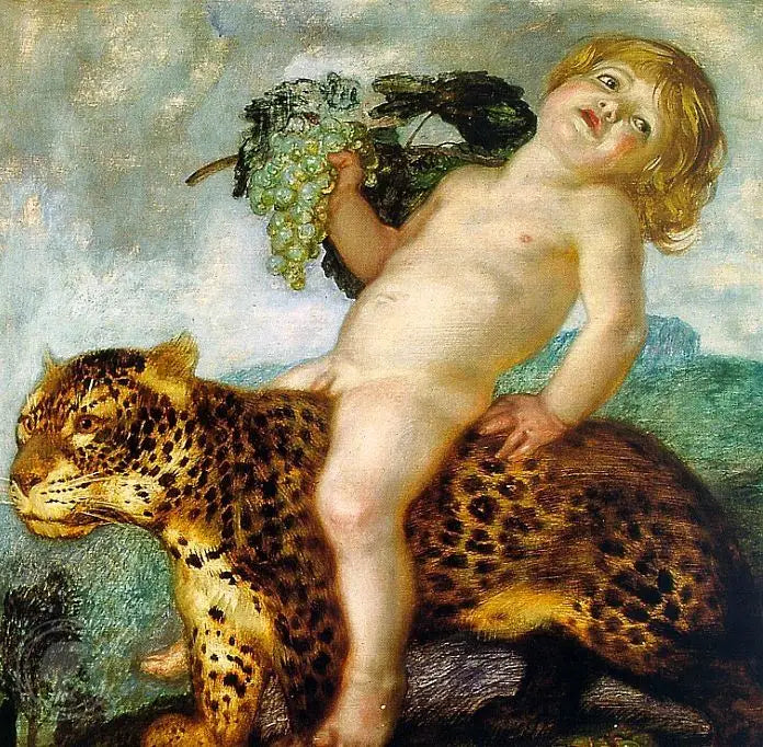 Reproduction du tableau « Bacchus Enfant Montant sur une Panthère - Franz Von Stuck » par Alpha Reproduction en peinture à l’huile