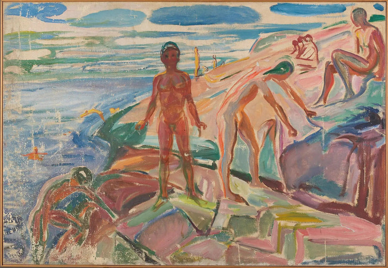 Kąpiący się na skałach - Edvard Munch