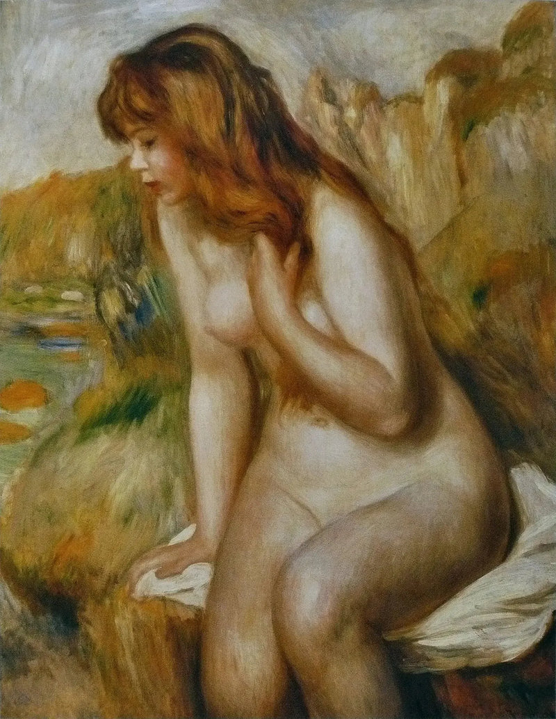 Siedząca kąpiąca się przy głazie - Pierre-Auguste Renoir