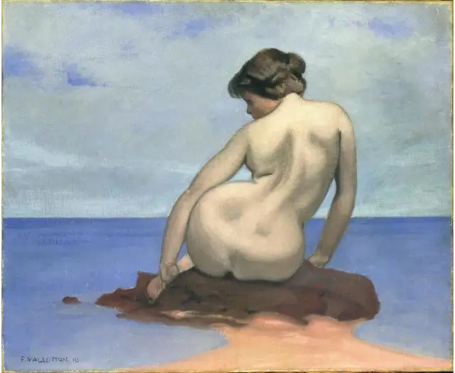 Siedząca pływaczka na skale - Félix Vallotton