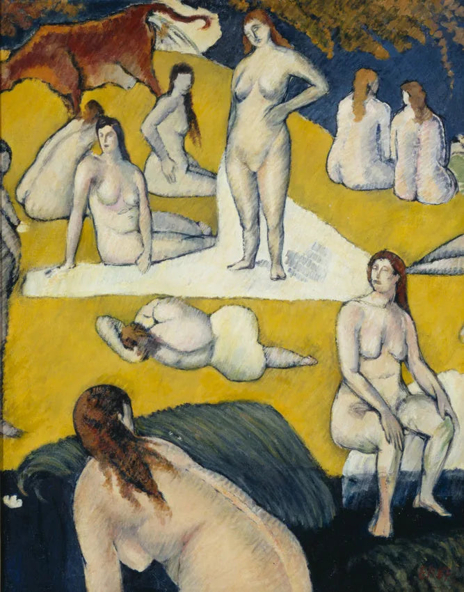 Kąpiące się z czerwoną krową - Émile Bernard