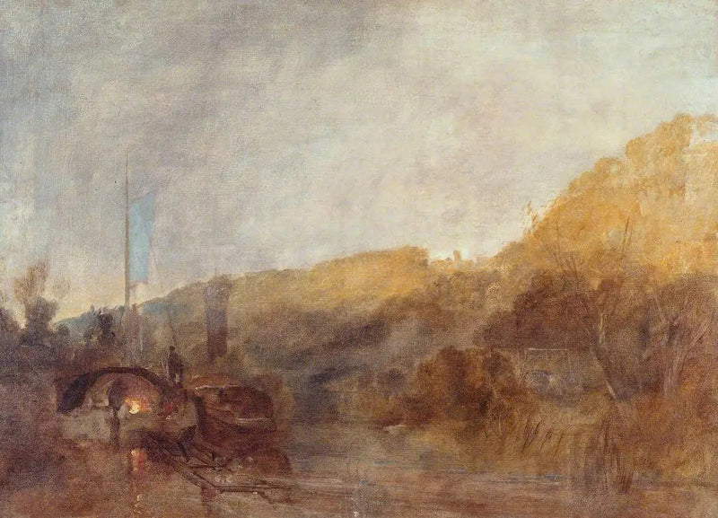 Barka na rzece, zachód słońca - J. M. W. Turner