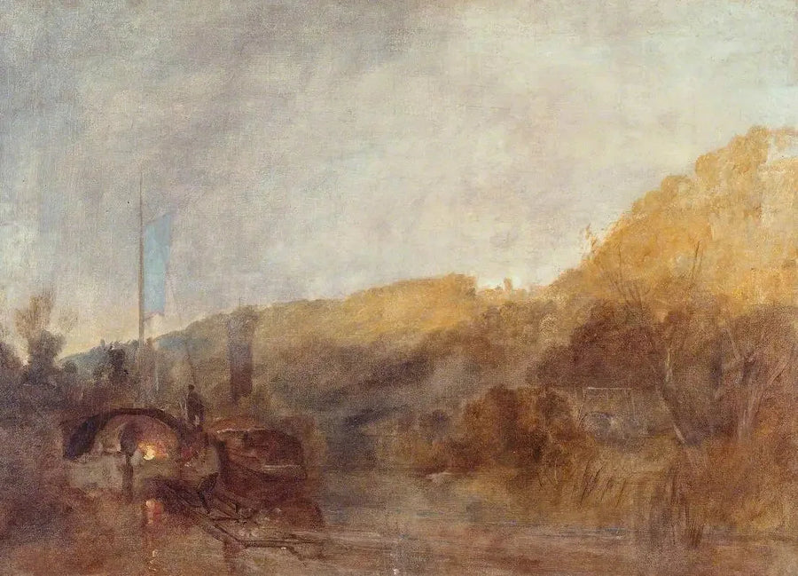 Barka na rzece, zachód słońca - J. M. W. Turner