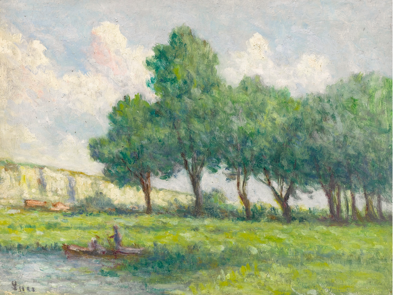 Łódka w pobliżu Rolleboise - Maximilien Luce