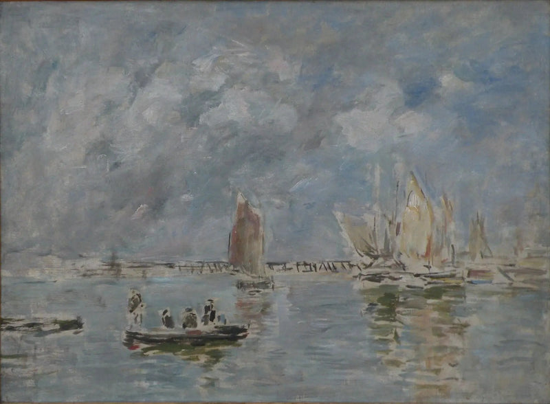 Łodzie i Estakada - Eugène Boudin