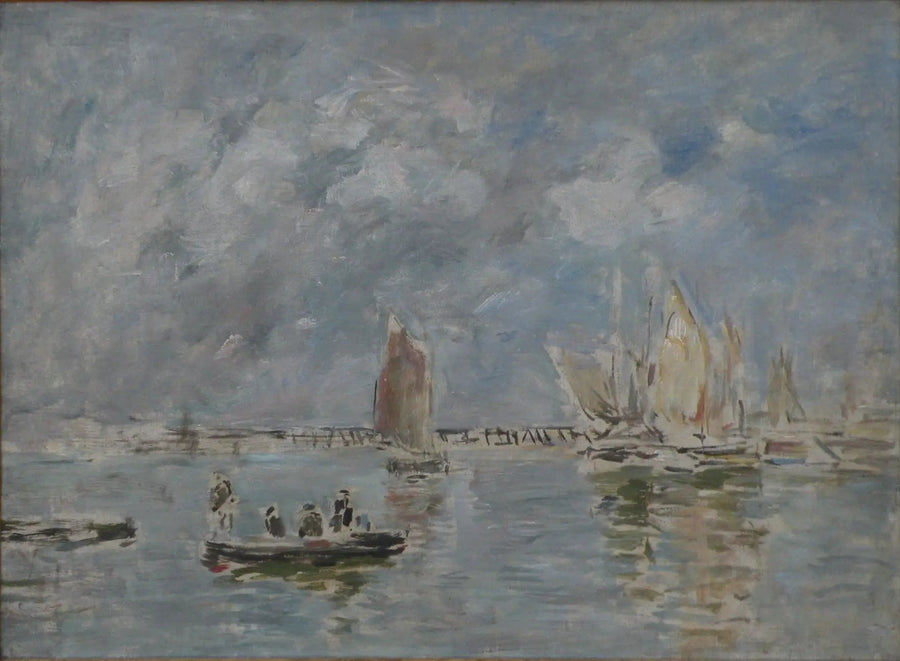 Łodzie i Estakada - Eugène Boudin
