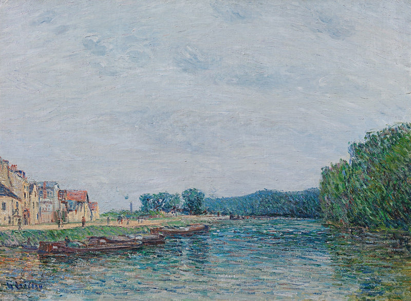 Łodzie, nabrzeże Pothuis w Pontoise - Gustave Loiseau
