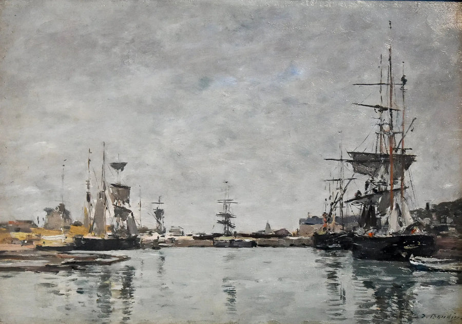 Basen w Deauville szare niebo - Eugène Boudin