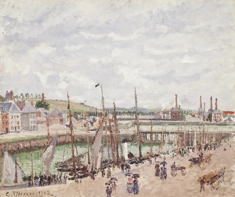 Baseny Duquesne i Berrigny w Dieppe, szary czas - Camille Pissarro