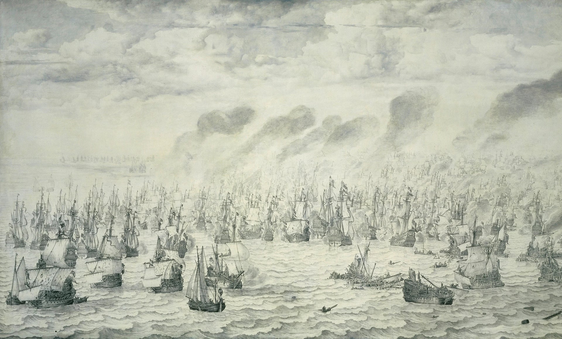 La bataille navale de Terheide - Willem Van de Velde l'Ancien