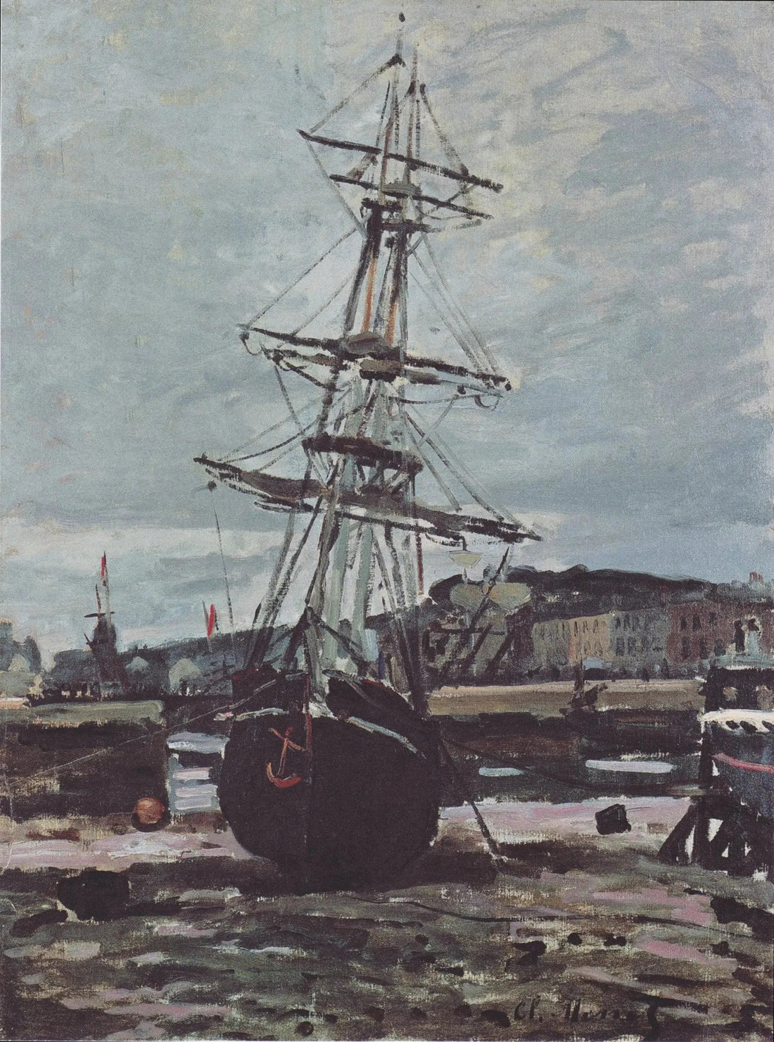 Statek osiadły na mieliźnie w Fécamp - Claude Monet