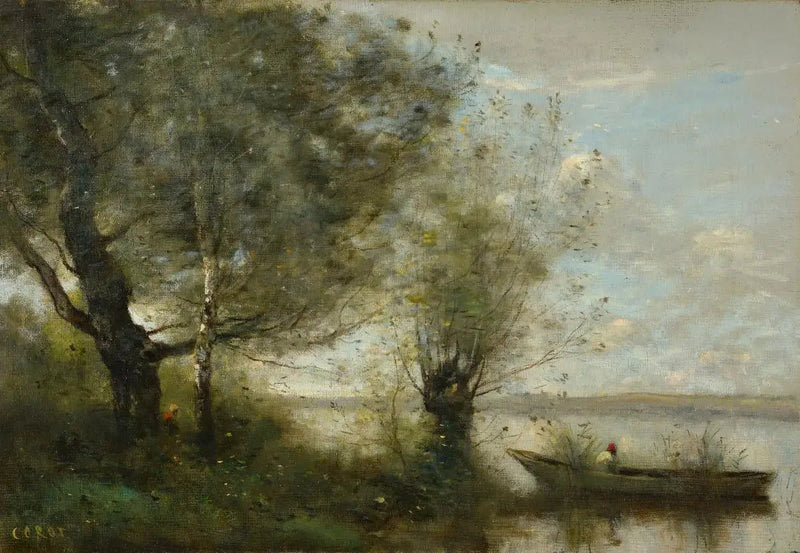 Łódka w pobliżu rzeki - Jean-Baptiste Camille Corot