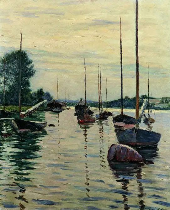 Łodzie zacumowane na Sekwanie - Gustave Caillebotte