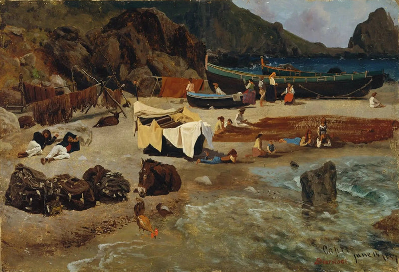 Łodzie rybackie w Capri - Albert Bierstadt