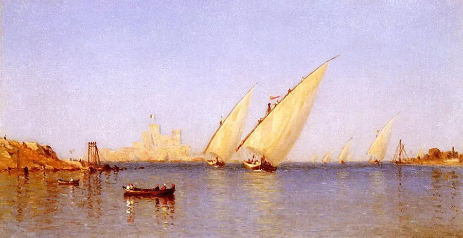 Łodzie rybackie wchodzące do portu w Brindisi - Sanford Robinson Gifford