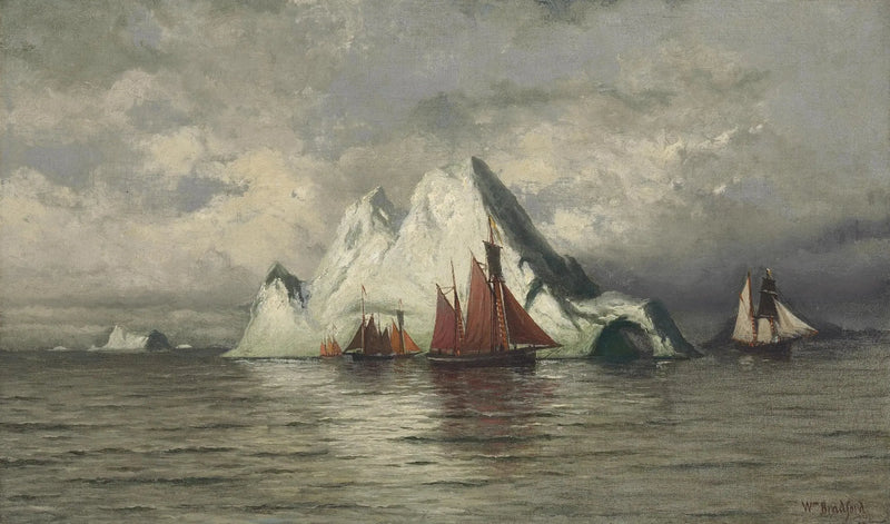 Łodzie rybackie i góry lodowe - William Bradford