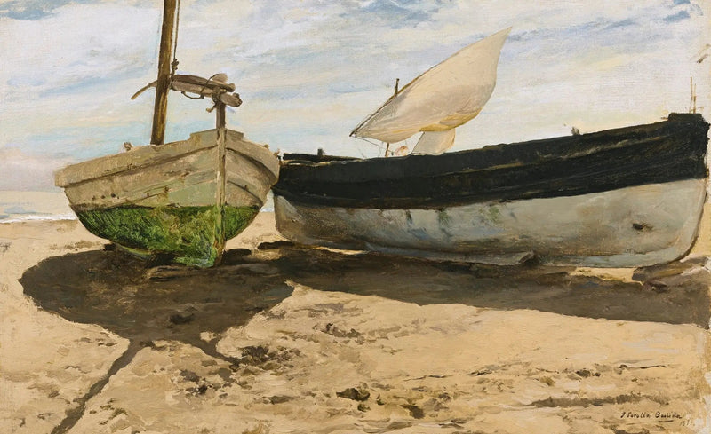 Łodzie rybackie na plaży, Walencja - Joaquín Sorolla