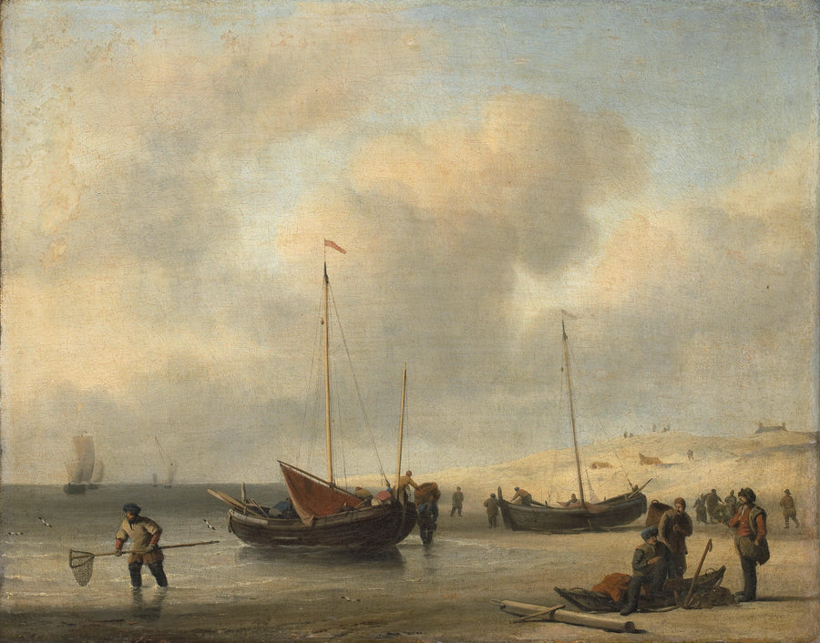 Bateaux de pêche sur la plage - Willem Van de Velde le Jeune