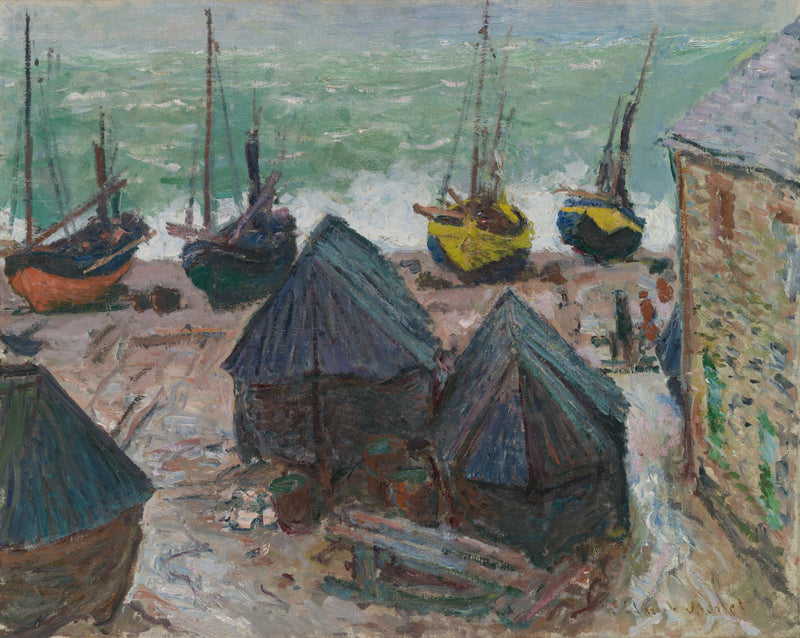 Łodzie na plaży w Étretat W1024 - Claude Monet