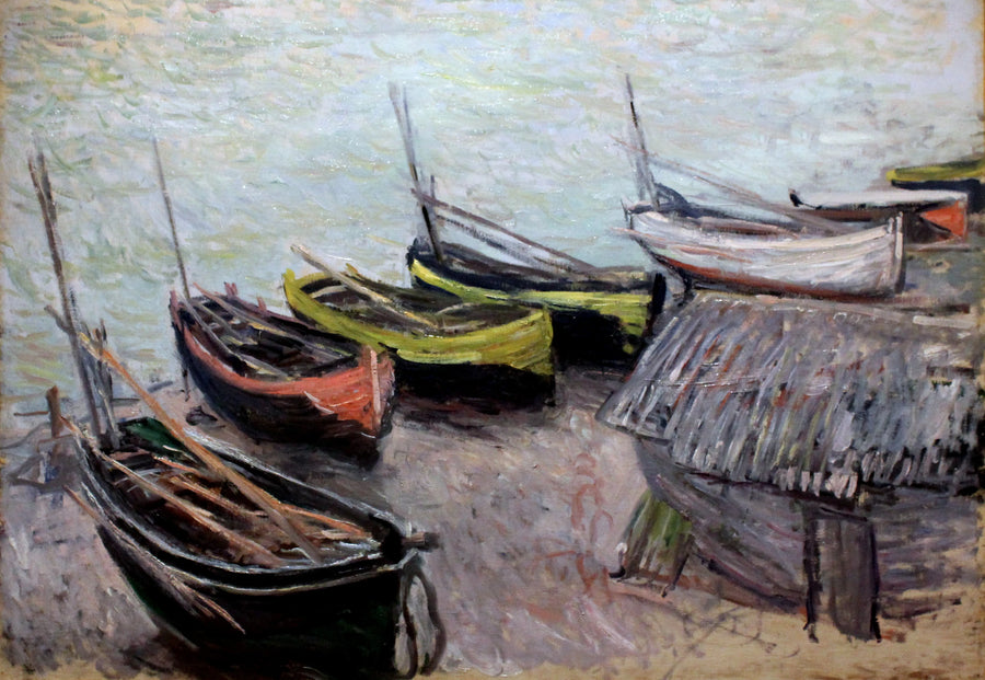 Łodzie na plaży w Étretat W824 - Claude Monet