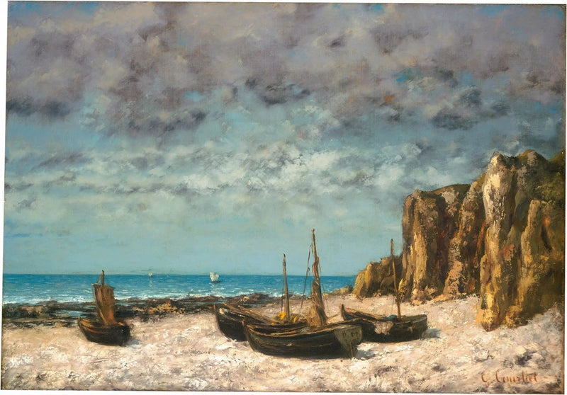 Statki na plaży, Étretat - Gustave Courbet