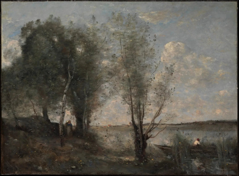 Łódka wśród trzcin - Jean-Baptiste Camille Corot