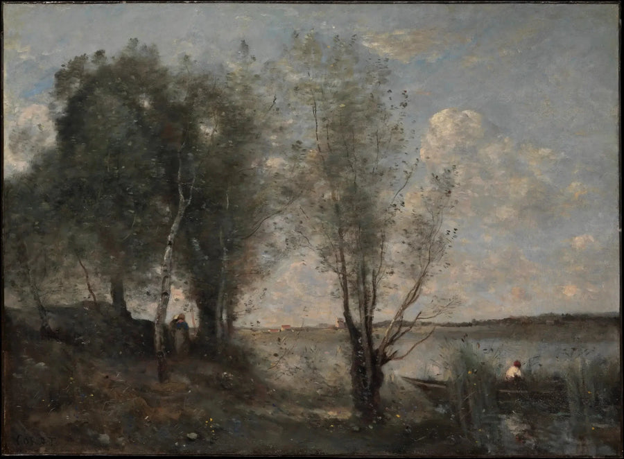 Łódka wśród trzcin - Jean-Baptiste Camille Corot