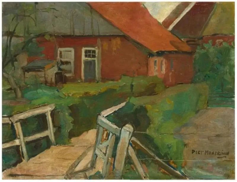 Budynki gospodarskie z mostem - Piet Mondrian