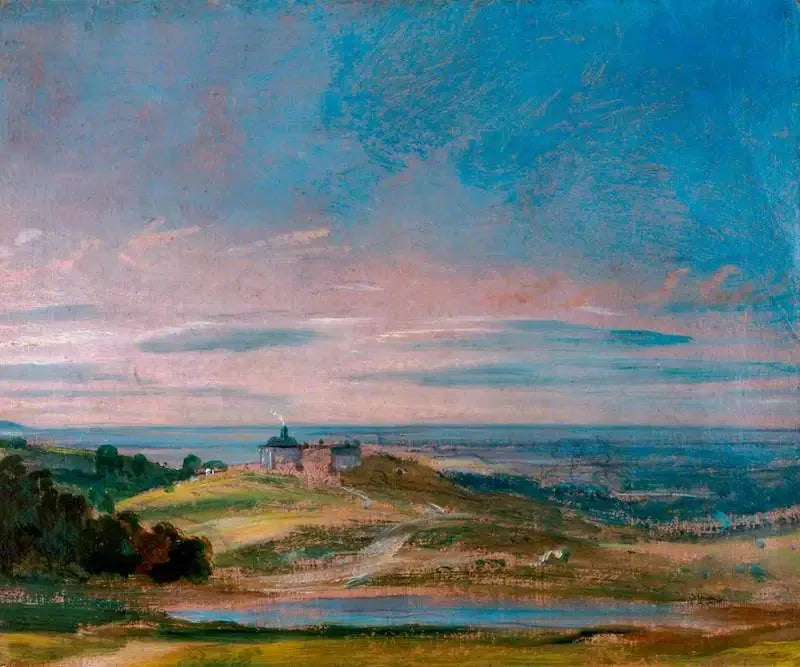 Budynki na pochyłym terenie w pobliżu Hampstead - John Constable