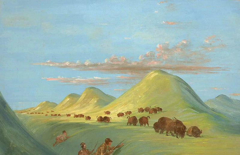 Batiste, Bogard i ja zbliżając się do Buffalo nad rzeką Missouri - George Catlin