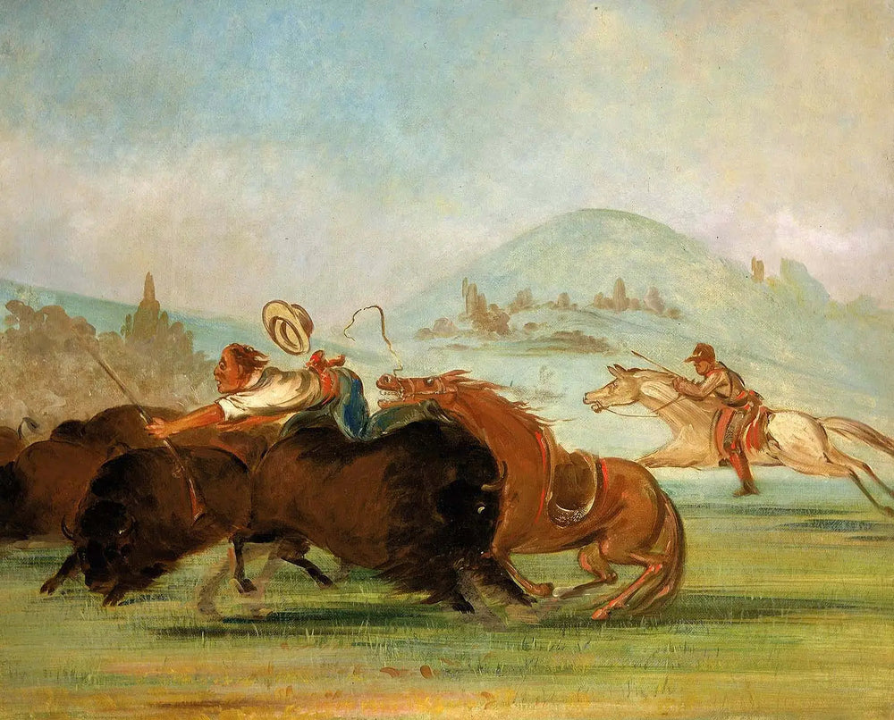 Batiste et moi Running Buffalo embouchure du Yellowstone - George Catlin - Alpha Reproduction