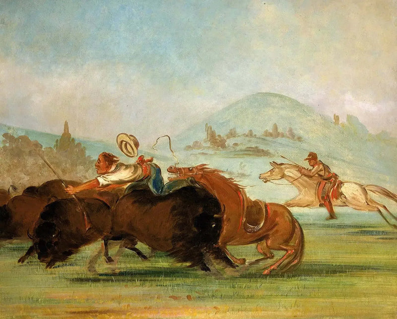 Batiste i ja, Biegający Bawół, ujście rzeki Yellowstone - George Catlin