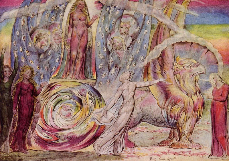 Beatrice zwraca się do Dantego z samochodu - William Blake