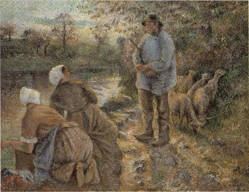 Berger i pralki w Montfoucault - Camille Pissarro