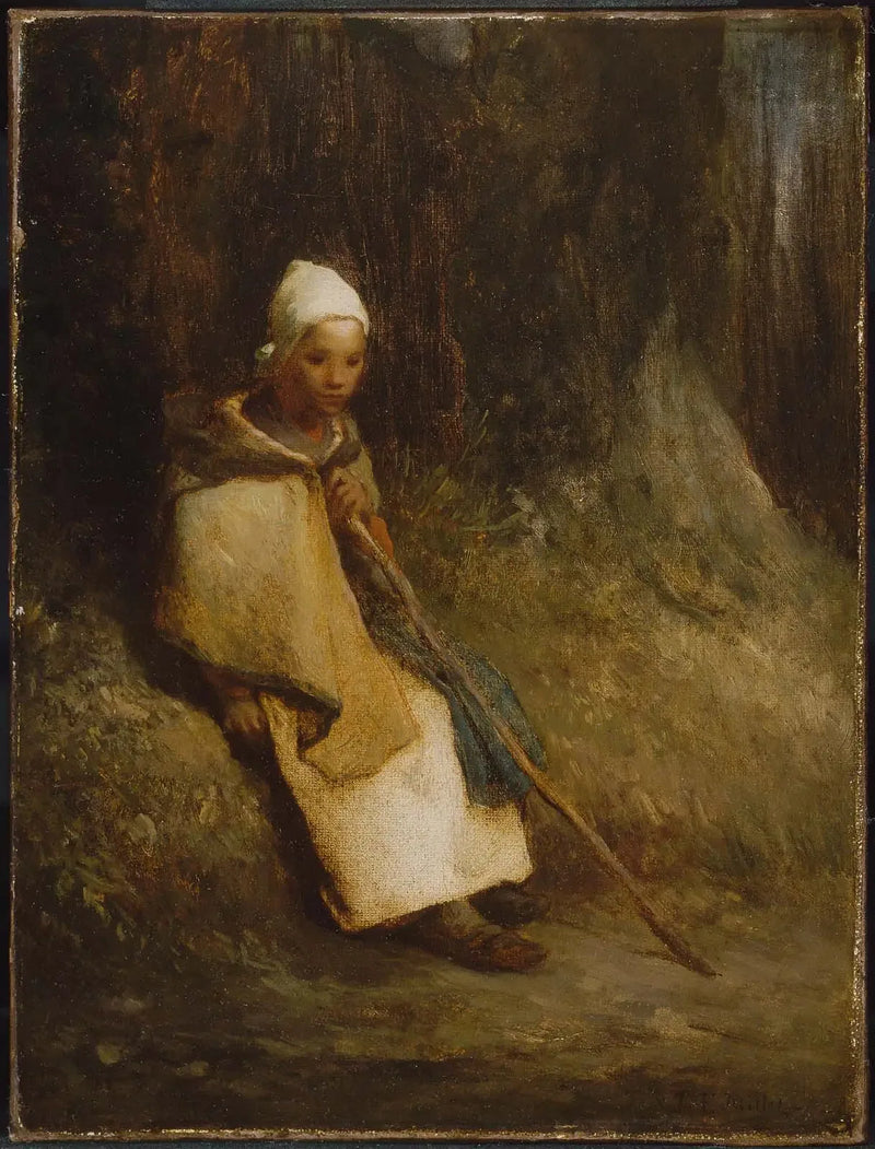 Siedząca bergiera na skraju lasu - Jean-François Millet