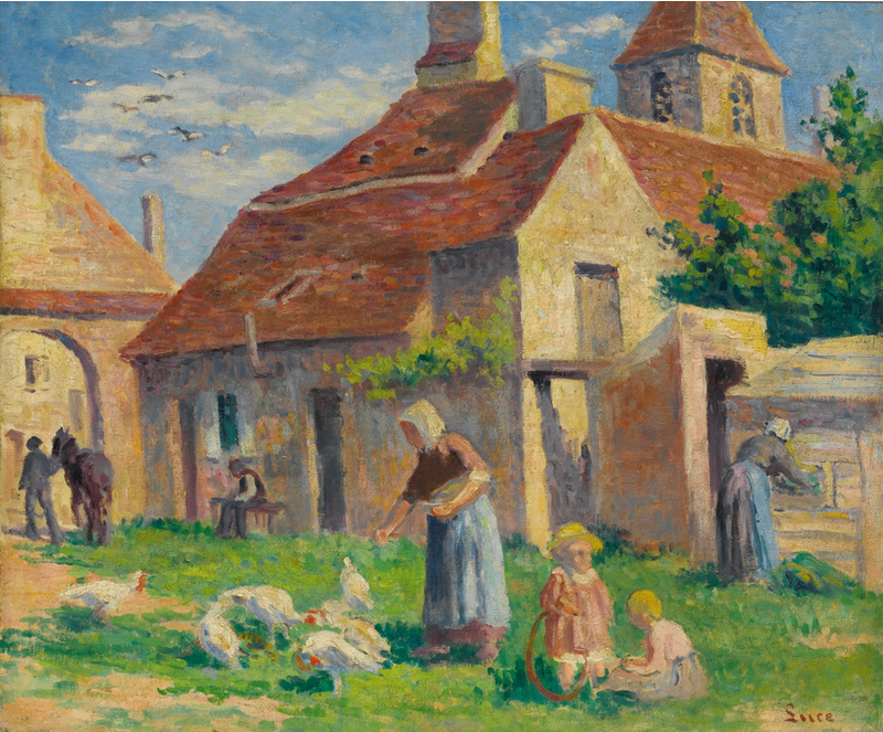 BESSY-SUR-CURE, LA PROVENDE DES POULES - Maximilien Luce