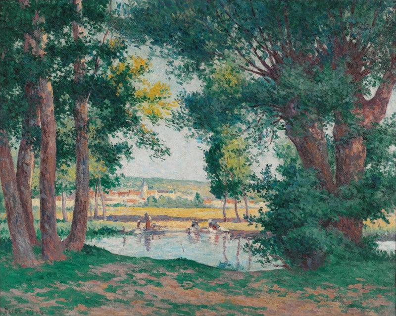 Bessy-Sur-Cure, pralewnice nad brzegiem wody - Maximilien Luce