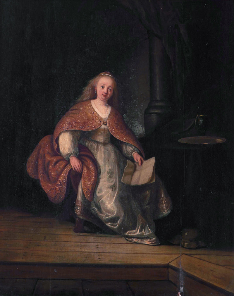 Saskia w bogatej sukni jako Betszeba (sama) z listem od Dawida - Rembrandt