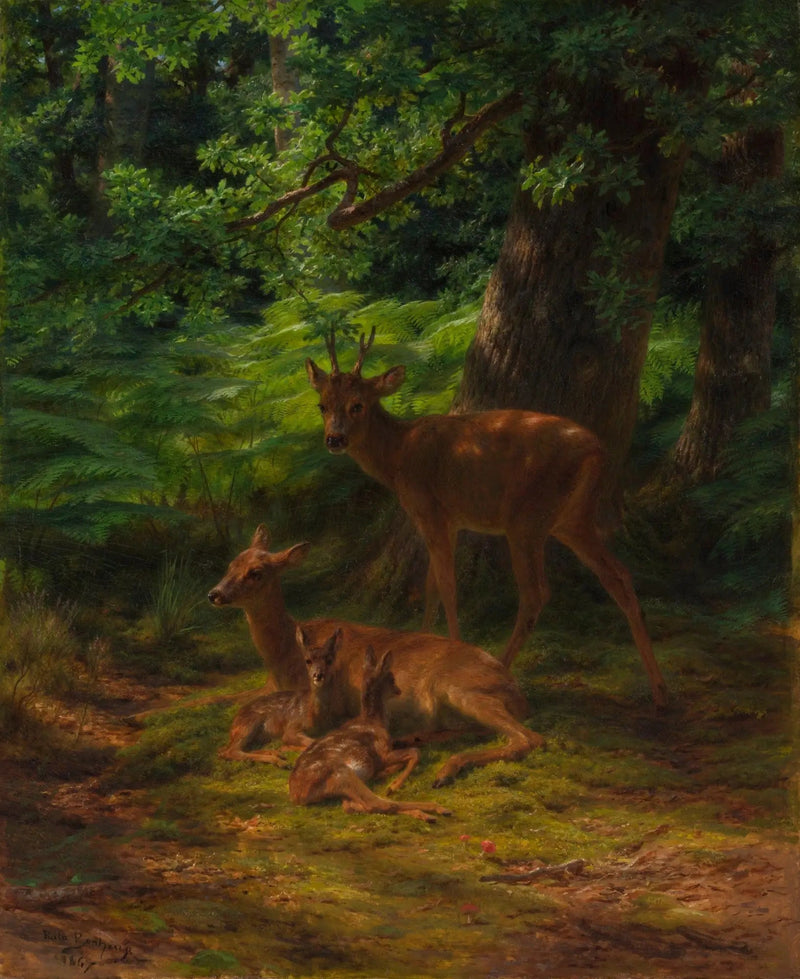 Sarenki i jeleń w spoczynku - Rosa Bonheur