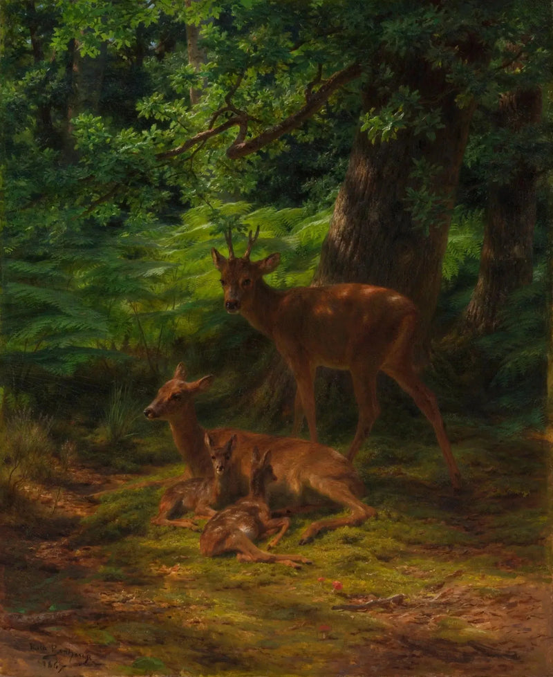 Sarenki i jeleń w spoczynku - Rosa Bonheur