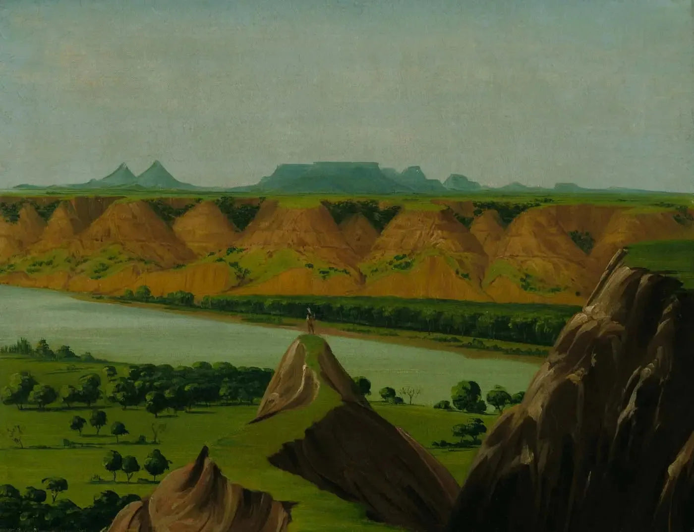 Big Bend sur le Haut-Missouri, à 1900 milles au-dessus de Saint-Louis - George Catlin image 1 reproduction de peinture à l’huile