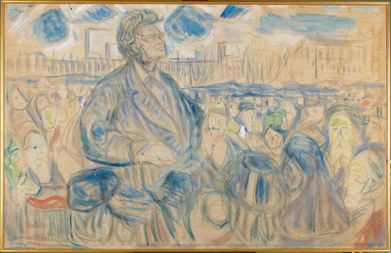Bjørnstjerne Bjørnson zwracający się do ludu - Edvard Munch