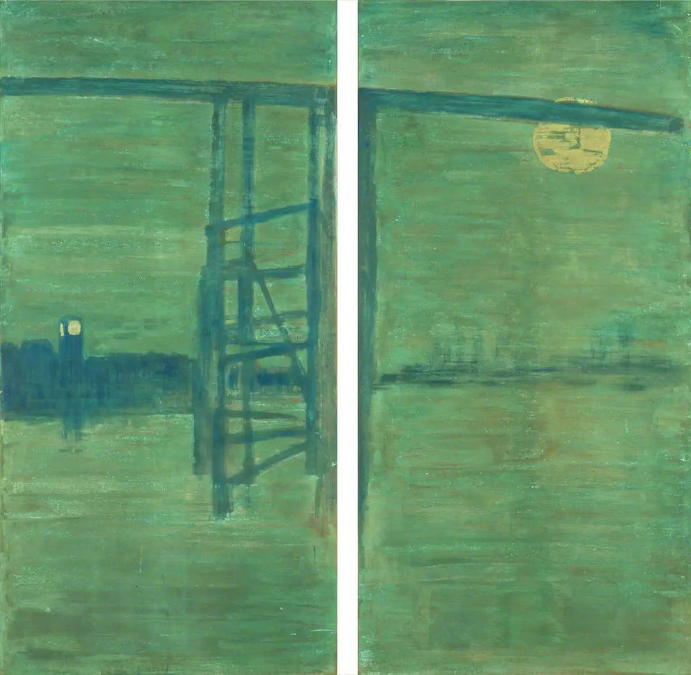 Bleu et argent : écran, avec le vieux pont de Battersea - James Abbott McNeill Whistler image 1 tableau peint à l’huile sur toile