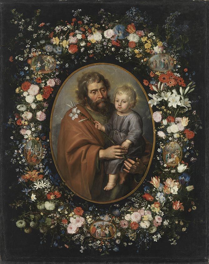 Blumenkranz mit hl. Joseph - Jan Brueghel l’Ancien image 1 reproduction réalisée par Alpha Reproduction