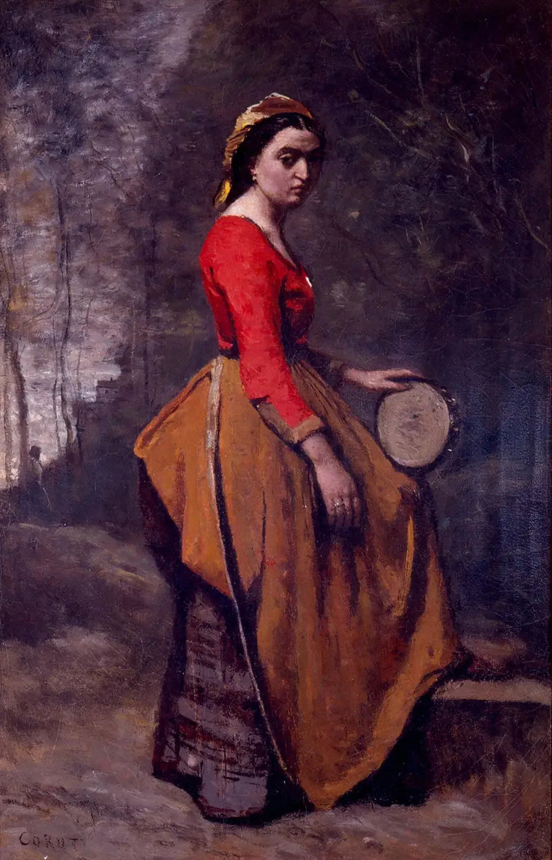 Bohémka z tamburynem - Jean-Baptiste Camille Corot