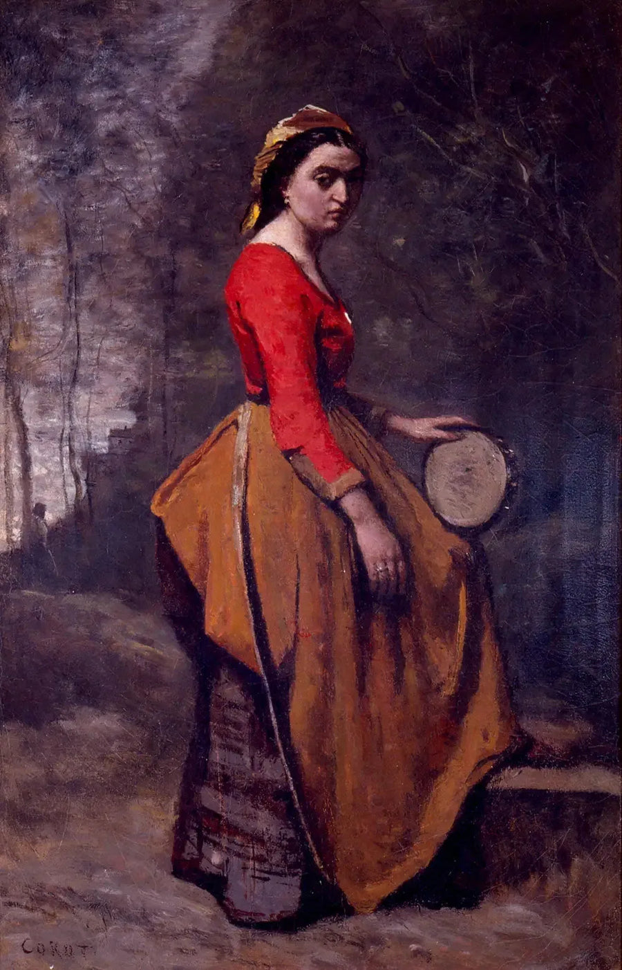 Bohémka z tamburynem - Jean-Baptiste Camille Corot