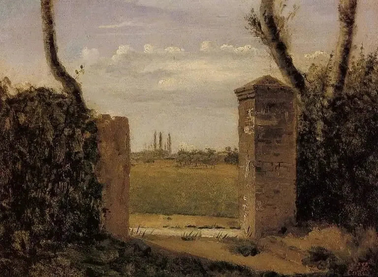 Bois-Guillaume, niedaleko Rouen, brama flankowana przez dwie kolumny - Jean-Baptiste Camille Corot