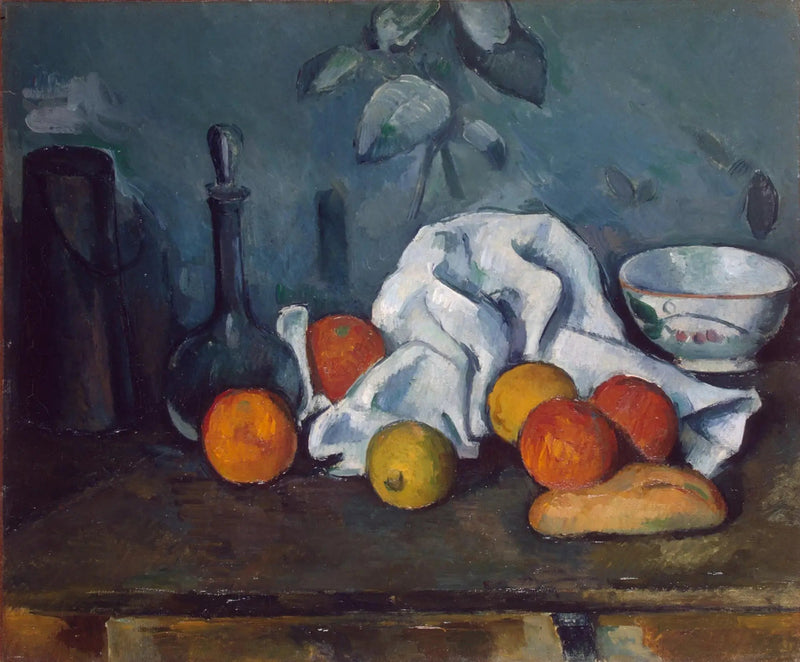 Pudełko na mleko, karafka i miska - Paul Cézanne