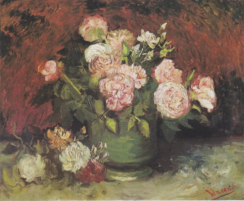 Miska z piwoniami i różami - Vincent van Gogh