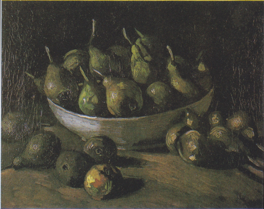 Martwa natura z kamienną miską i gruszkami - Vincent van Gogh